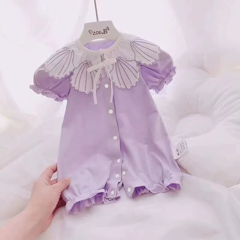 Baby Girl Summer cotton short-sleeved crawling romper newborn summer thin spring melt